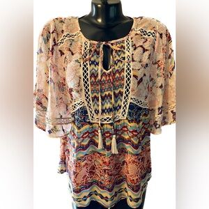 Anthropologie Meadow Rue Babydoll Shear Boho Blouse Small